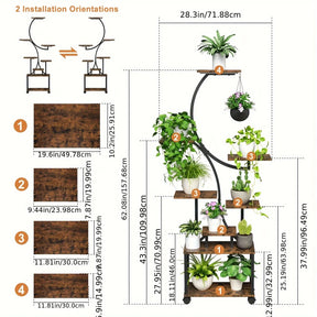 Organizador de plantas em metal em forma de S de 8 camadas