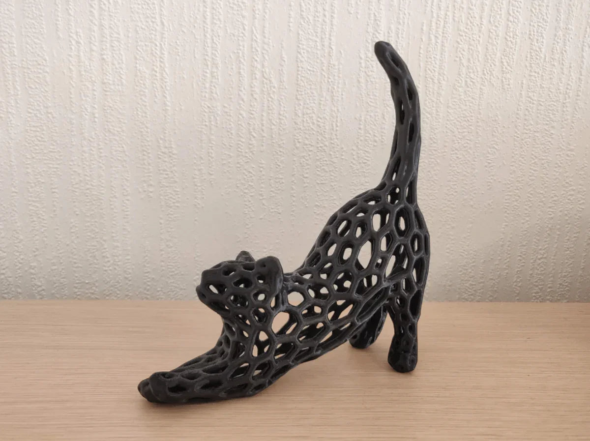 Escultura Gato Voronoi Espreguiçando